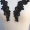 Black Beaded Floral Collar Patch Pair Sequined Iron On Appliques Decorative 9 Inch